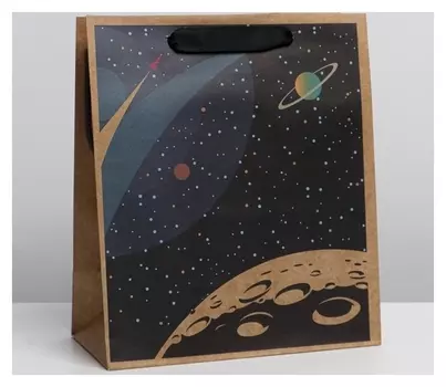 Пакет крафтовый вертикальный «Космос», ML 23 × 27 × 11.5 см