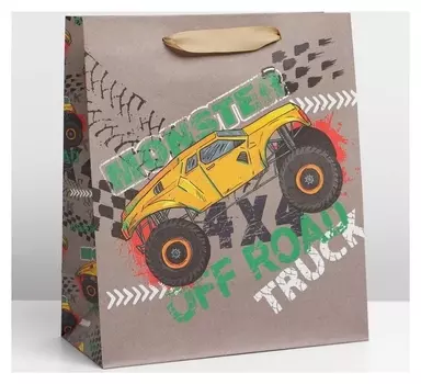 Пакет крафтовый вертикальный Monster Truck, ML 23 × 27 × 11.5 см