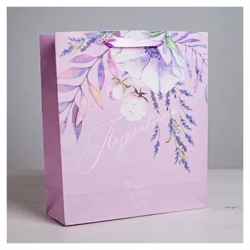 Пакет крафтовый вертикальный «Поздравляю», MS 18 × 23 × 10 см