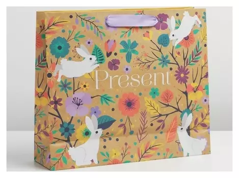 Пакет крафтовый вертикальный Present, 30 х 26 х 9 см