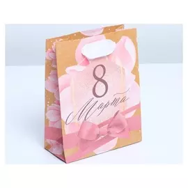 Пакет крафтовый вертикальный «С 8 марта», S 12 х 15 х 5.5 см