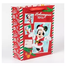Пакет ламинат вертикальный "Новогодняя почта", микки маус, 31х40х11,5