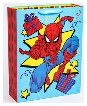 Пакет ламинат вертикальный "С днем рождения!", человек-паук, 31х40х11 см