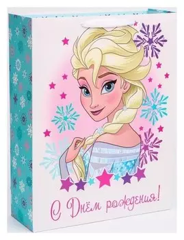 Пакет ламинат вертикальный "С днем рождения!", холодное сердце, 31х40х11 см