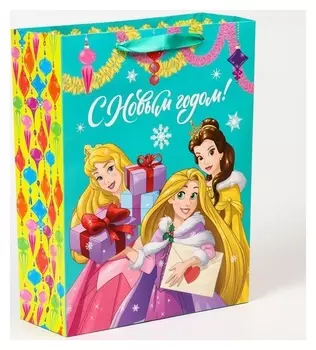 Пакет ламинат вертикальный "С новым годом!", принцессы 31х40х11,5