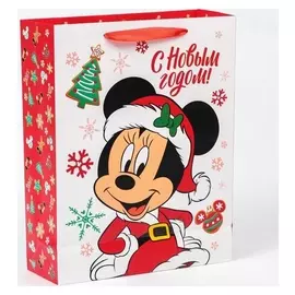 Пакет ламинат вертикальный "Счастливого нового года", минни маус, 31х40х11,5