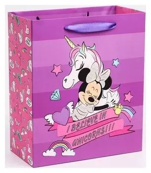 Пакет ламинат вертикальный "Unicorn Dreams", минни маус, 23х27х11,5 см