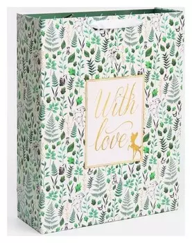 Пакет ламинат вертикальный "With Love", Disney, 31х40х11 см