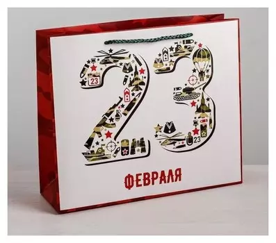 Пакет ламинированный горизонтальный «23 февраля», MS 23 × 18 × 8 см