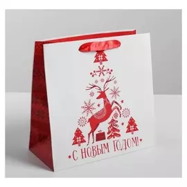 Пакет ламинированный квадратный «Уютного года», 22 х 22 х 11см