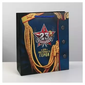 Пакет ламинированный вертикальный «Для настоящего героя!», M 26 × 30 × 9 см