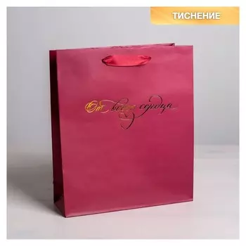 Пакет ламинированный вертикальный «От всего сердца», ML 23 × 27 × 8 см