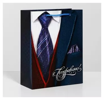 Пакет ламинированный вертикальный «Поздравляю!», 18 × 23 × 8 см