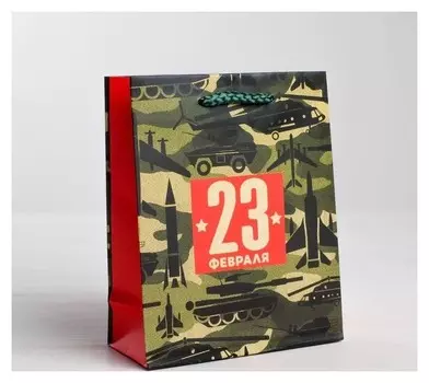 Пакет ламинированный вертикальный «С 23 февраля!», S 12 × 15 × 5,5 см