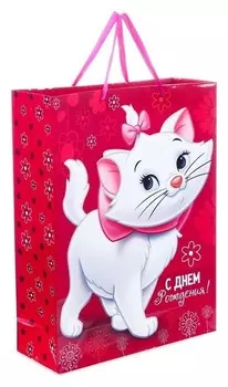 Пакет ламинированный вертикальный "С днем рождения, чудесная девочка!", коты аристократы, 31 х 40 х 11 см