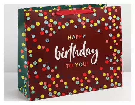 Пакет ламинированный вертикальный «С днем рождения», XL 49 × 40 × 19 см