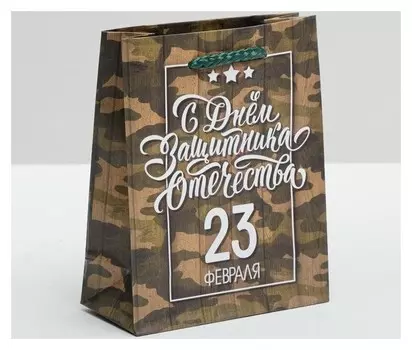 Пакет ламинированный вертикальный «С днём защитника отечества, 23 февраля», S 12 × 15 × 5,5 см