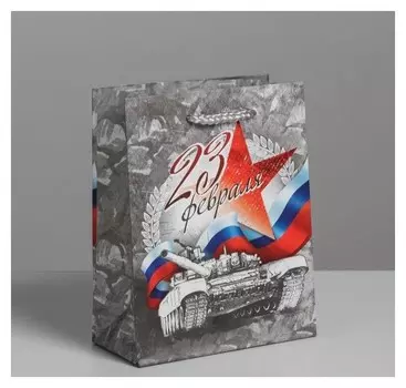 Пакет ламинированный вертикальный «С праздником 23 февраля!», S 12 × 15 × 5,5 см