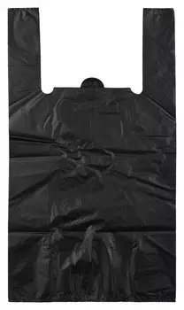 Пакет-майка усиленный,пнд, 40+18x70см,черный,45мкм,50 шт/уп