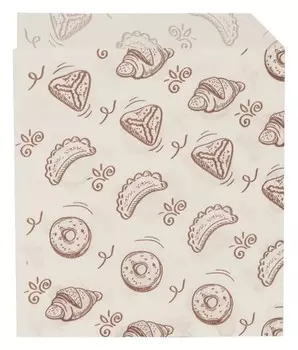 Пакет ПОД выпечку 175х140+0мм/белый с рисунком/жирост. 3500шт/уп