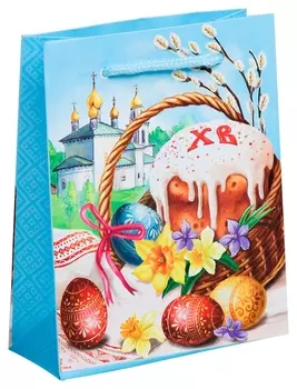 Пакет подарочный 12*15*5,5 пасхальный кулич 3681346