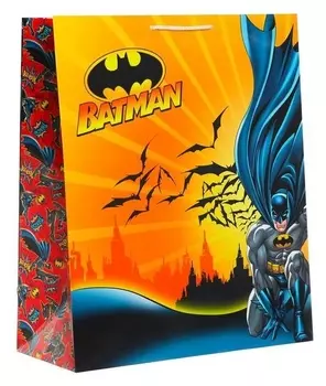 Пакет подарочный Batman, 335х406х155 мм, цвет красно-жёлтый