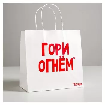 Пакет подарочный крафт «Гори огнем», 22 х 22 х 11 см