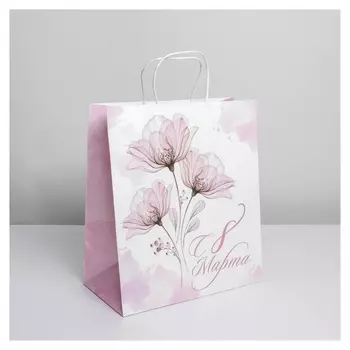 Пакет подарочный крафт «Лавандовые сны», 28 × 32 × 15 см