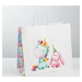 Пакет подарочный крафт «Малыши», 32 × 28 × 15 см