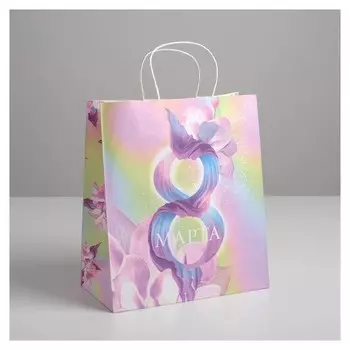 Пакет подарочный крафт «Нежность», 28 × 32 × 15 см