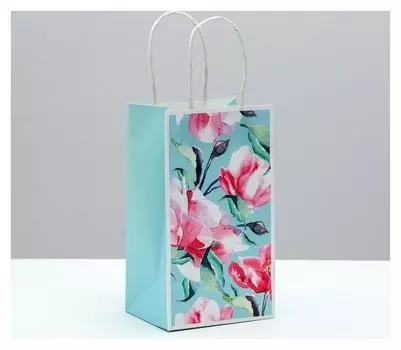 Пакет подарочный крафтовый Happy&amp;love, 12 × 21 × 9 см