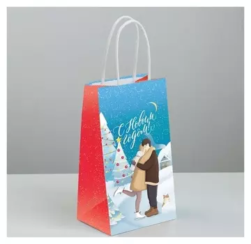 Пакет подарочный крафтовый «Люблю», 12 × 21 × 9 см