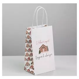 Пакет подарочный крафтовый «Праздник», 12 × 21 × 9 см