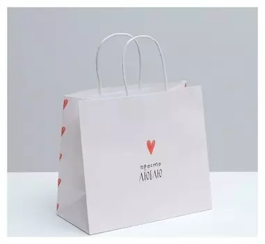 Пакет подарочный крафтовый «Просто люблю», 25 × 22 × 12 см