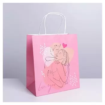 Пакет подарочный крафтовый «С тобой», 22 × 25 × 12 см