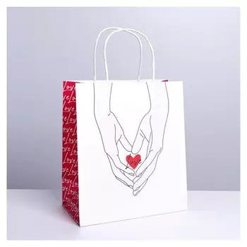 Пакет подарочный крафтовый «Сердце», 22 × 25 × 12 см