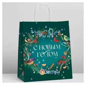 Пакет подарочный крафтовый «Сказка», 28 × 32 × 15 см