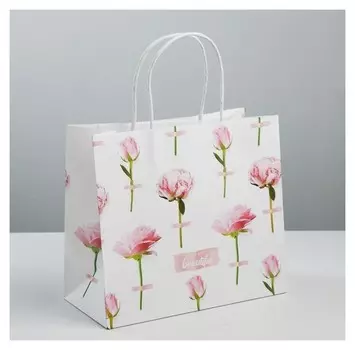 Пакет подарочный крафтовый You Are Beautiful, 25 × 22 × 12 см