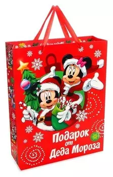 Пакет подарочный ламинированный «С новым годом!», микки маус и его друзья, 31 х 40 х 11 см