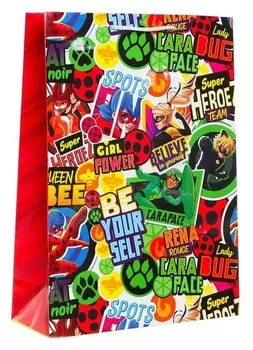 Пакет подарочный «Леди Баг и супер-кот», 250х350х100 мм