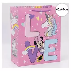 Пакет подарочный "Love", единорог. минни маус, 40х49х19 см