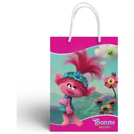 Пакет подарочный малый - 3 "Trolls", 180x223x100 мм