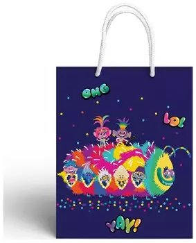 Пакет подарочный малый - 5 "Trolls", 180x223x100 мм