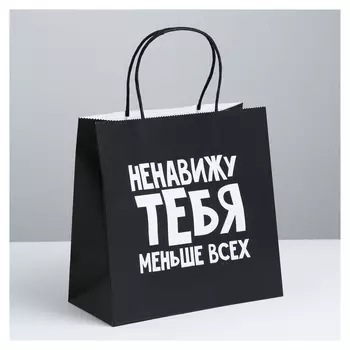 Пакет подарочный «Ненавижу тебя меньше всех», 22 х 22 х 11 см