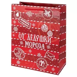 Пакет подарочный новогодний 17,8*22,9*9,8 От дедушки мороза