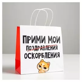 Пакет подарочный «Поздравления», 22 х 22 х 11 см