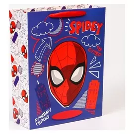 Пакет подарочный "Поздравляю!", человек-паук, 31х40х11,5 см