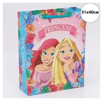 Пакет подарочный "Princess", принцессы, 31х40х11,5 см