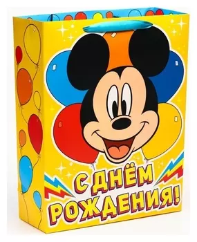 Пакет подарочный "С днем рождения!", микки маус, 31х40х11,5 см