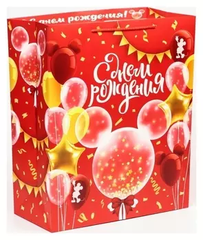 Пакет подарочный "С днем рождения!", микки маус, 40х49х19 см